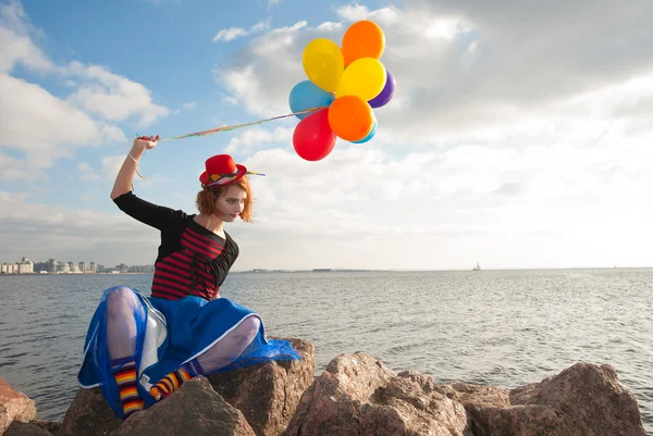 Woman with balls — Stock Photo, Image