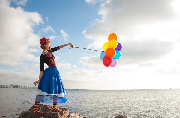 Жінка з кульками — стокове фото
