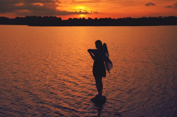 Silhouet bij zonsondergang — Stockfoto