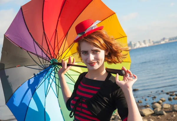 Clown with umbrella — Stock Photo, Image