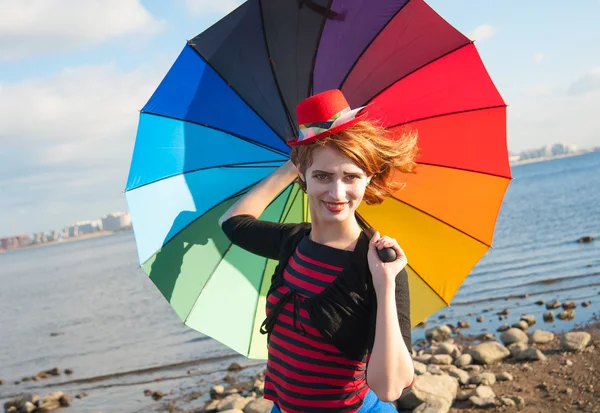Clown med paraply — Stockfoto