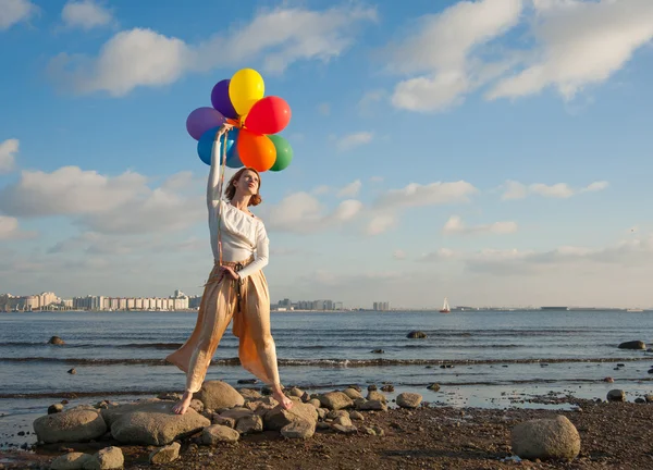 Fata cu baloane — Fotografie, imagine de stoc