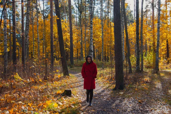 Vrouw genieten van herfst — Stockfoto