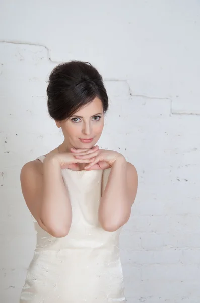 Girl in white dress — Stock Photo, Image