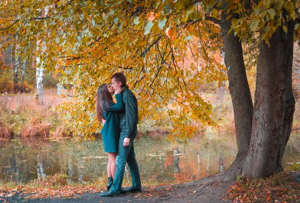 Mooi koppel in het park. — Stockfoto