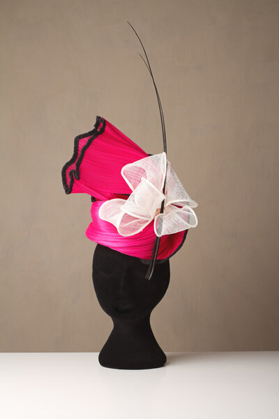 Pink and cream millinery races ladies hat