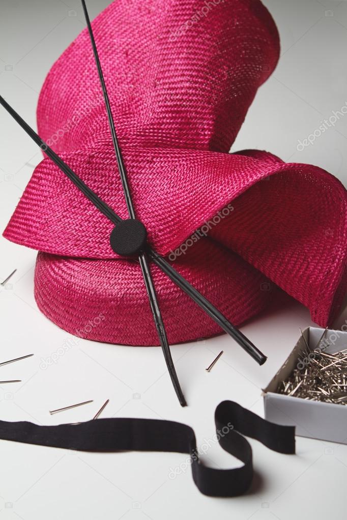 Close up of a fashion hat accessory for the races