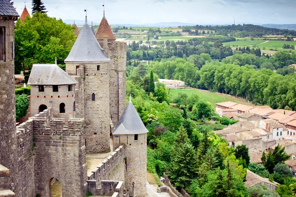 Slottet carcassonne Stockbild