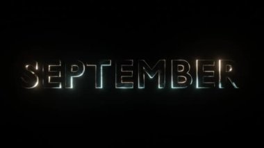 Siyah arkaplan üzerinde 3D metin Eylül, iki renk parlıyor