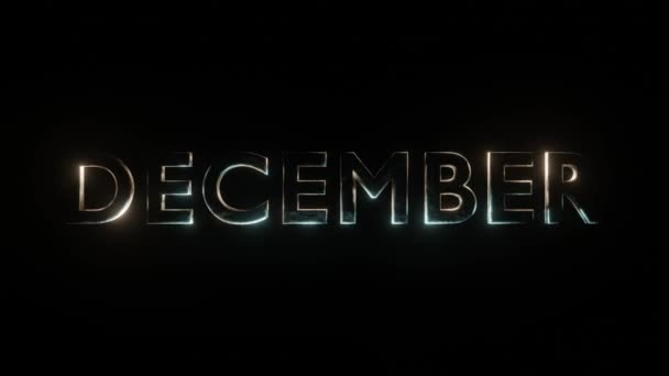 Szöveg December Egy Fekete Háttér Csillogó Két Színben — Stock videók