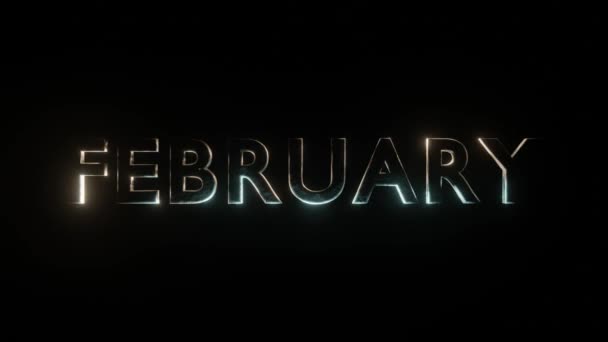 Text February Black Background Shimmering Two Colors — Stock Video