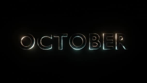 Text Oktober Auf Schwarzem Hintergrund Schillernd Zwei Farben — Stockvideo