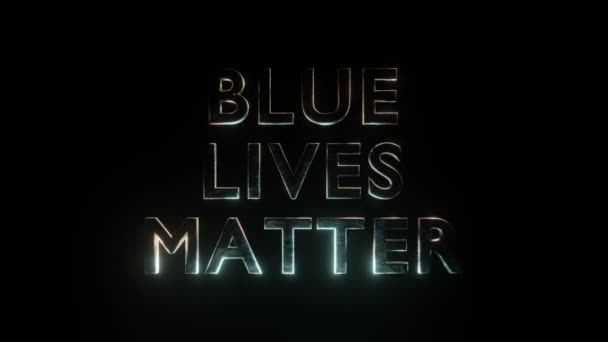 Texto Blue Lives Matter Brilla Sobre Fondo Negro — Vídeos de Stock