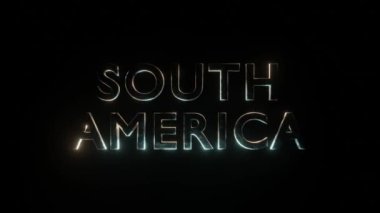 Güney Amerika 'ya siyah arkaplanda iki renkli 3D metin