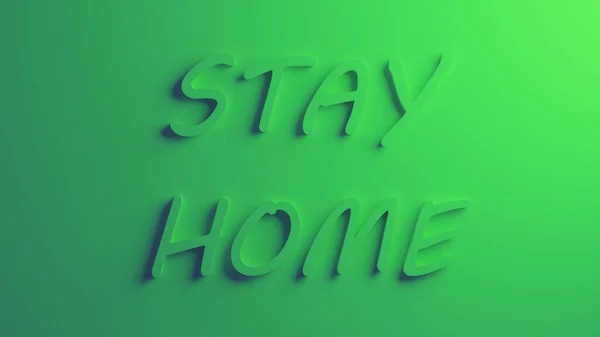 Stay Home Text Green Wall — Stock Photo, Image