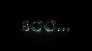Siyah arkaplanda 3 boyutlu metal yazı Boo parıldıyor