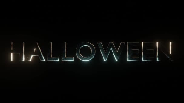 Metaliczny Tekst Halloween Błyszczy Czarnym Tle — Wideo stockowe