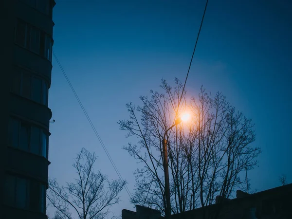 Lâmpada Rua Noite Contra Céu Escuro Moscou — Fotografia de Stock