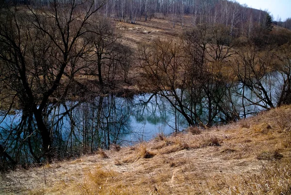 Kleiner Fluss Frühling Einem Klaren Morgen Russland — Stockfoto