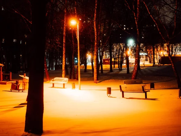 Patio Juegos Invierno Por Noche Cerrado Debido Covid Moscú — Foto de Stock