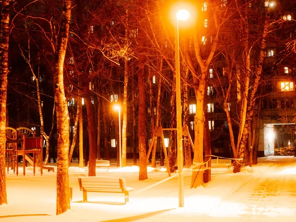 Patio Juegos Invierno Por Noche Cerrado Debido Covid Moscú — Foto de Stock