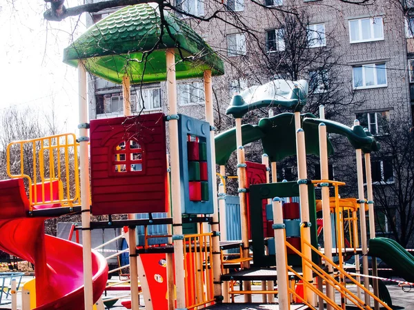 Άδεια Παιδική Χαρά Κατά Διάρκεια Covid Μόσχα — Φωτογραφία Αρχείου