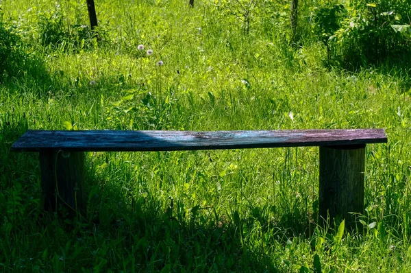 Vieux Banc Fait Maison Dans Jardin Été — Photo