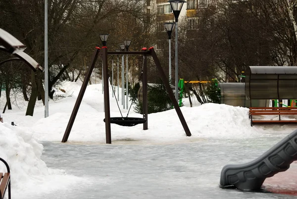 Parque Infantil Neve Inverno — Fotografia de Stock