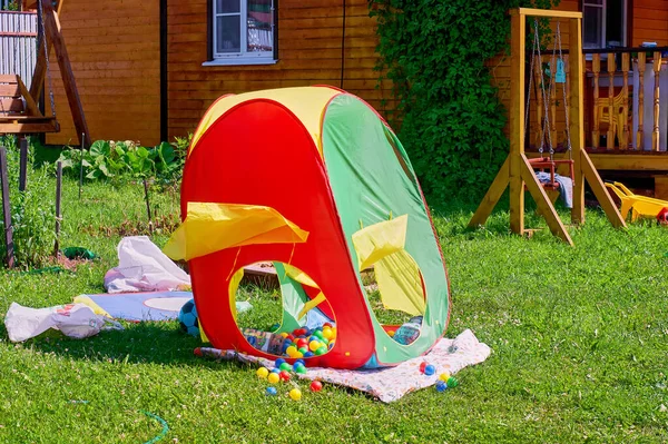 Tente Pour Enfants Colorée Dans Jardin Été — Photo