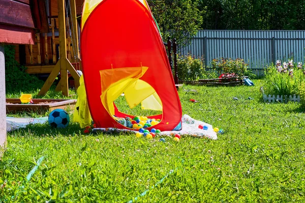 Tente Pour Enfants Colorée Dans Jardin Été — Photo