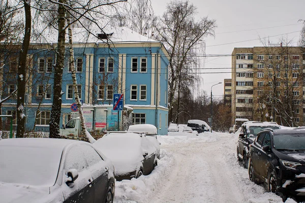Φωτεινή Ηλιόλουστη Μέρα Μετά Από Έντονη Χιονόπτωση Μόσχα — Φωτογραφία Αρχείου