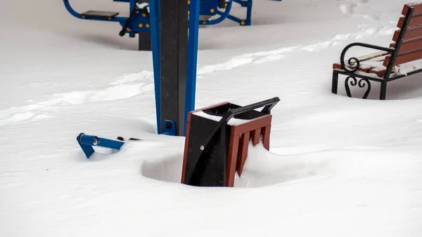 Kinderspeelplaats Zware Sneeuwval Moskoe — Stockfoto