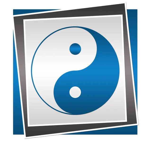 Yin Yang Symbol niebieski szary blok — Zdjęcie stockowe