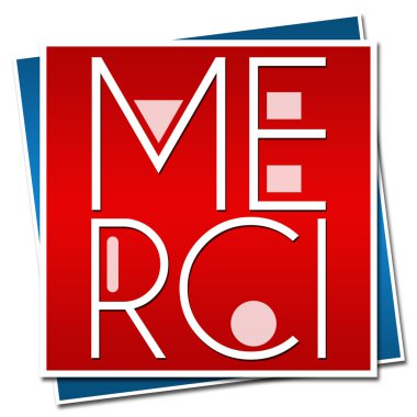 Merci metin kırmızı mavi blok 