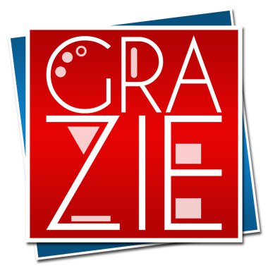 Grazie metin kırmızı blok mavi 