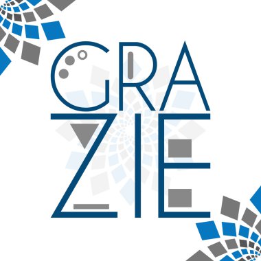 Grazie metin mavi gri kareler öğeleri 
