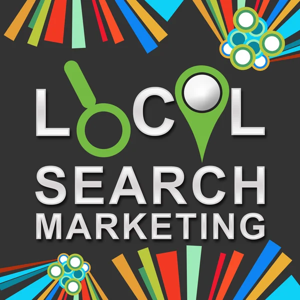 Lokal sökning marknadsföring mörka färgglada element — Stockfoto