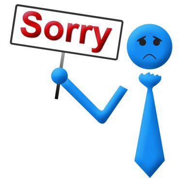 Sorry Text Human Holding Signboard  clipart