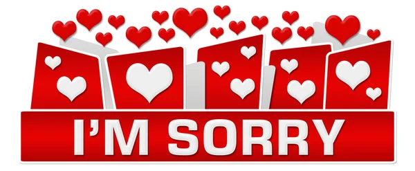 Sorry rood met harten — Stockfoto