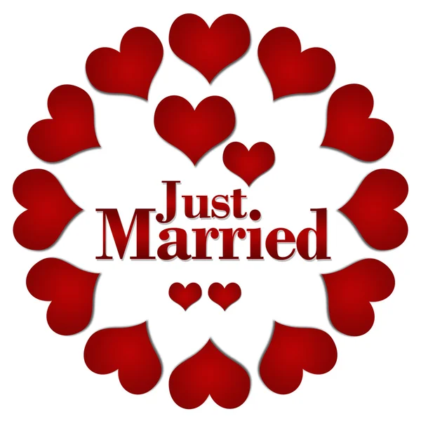 Gerade verheiratet rote Herzen kreisförmig — Stockfoto