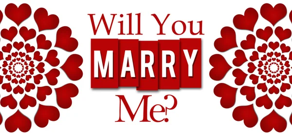 Will You Marry Me Red Hearts Stripes Horizontal — Stock Photo, Image