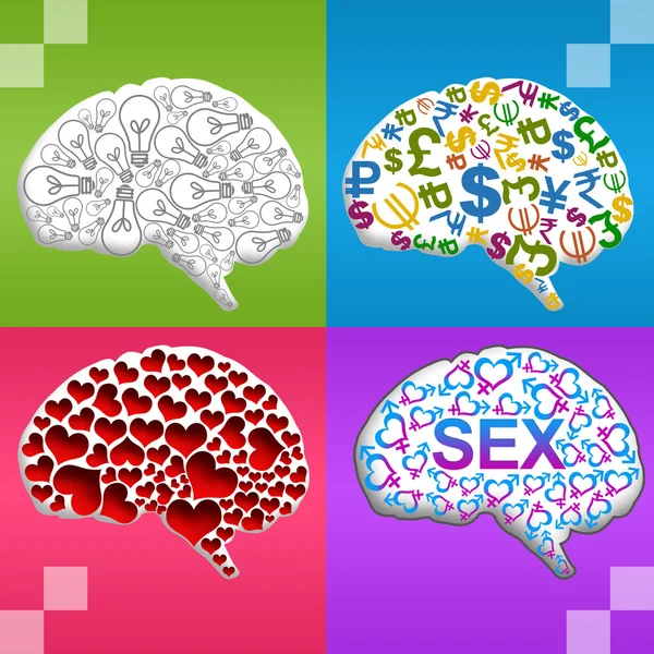 Imágenes: cerebro con ideas | Cerebro llenado de Ideas coloridas — Foto