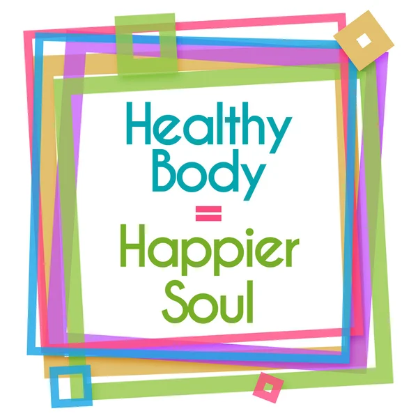 Zdrowe ciało szczęśliwszy duszy kolorowe ramki — Zdjęcie stockowe