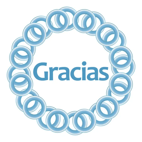 Gracias texten inuti blå ringar cirkulär — Stockfoto