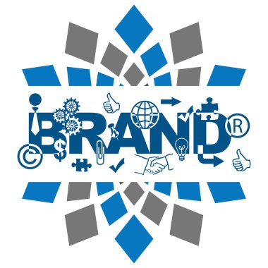 Marka metin sembolleri mavi gri kare 