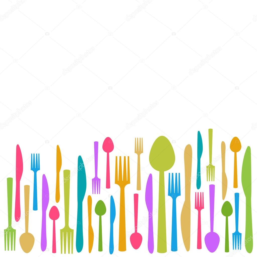 Fork Knife Spoon Abstract Colorful Background — Stock Photo © ileezhun 113532462
