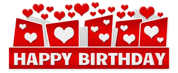 Happy Birthday Red Hearts On Top — Stock Photo, Image