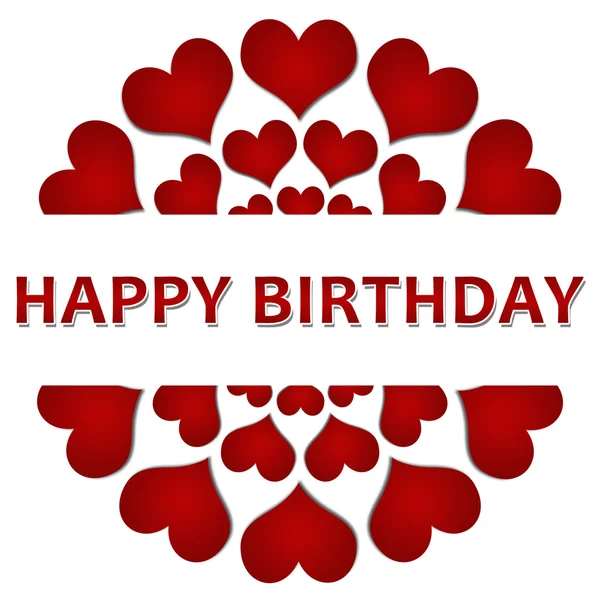 Happy Birthday Red Hearts Circular Square — Stock Photo, Image