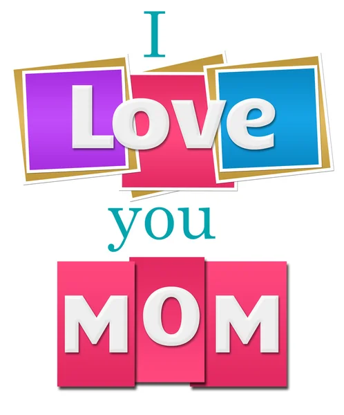 I Love You Mom Colorful Squares Stripes — Stock Photo, Image