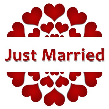 Sadece evli kırmızı kalpler daire kare 